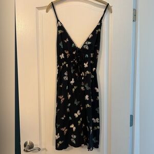 Black Butterfly Print Women's Dress